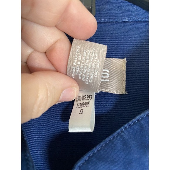 Chicos Jacket Womens Size 1 (Medium) Blue Blazer Ruffle Open Front Preppy - Picture 5 of 13